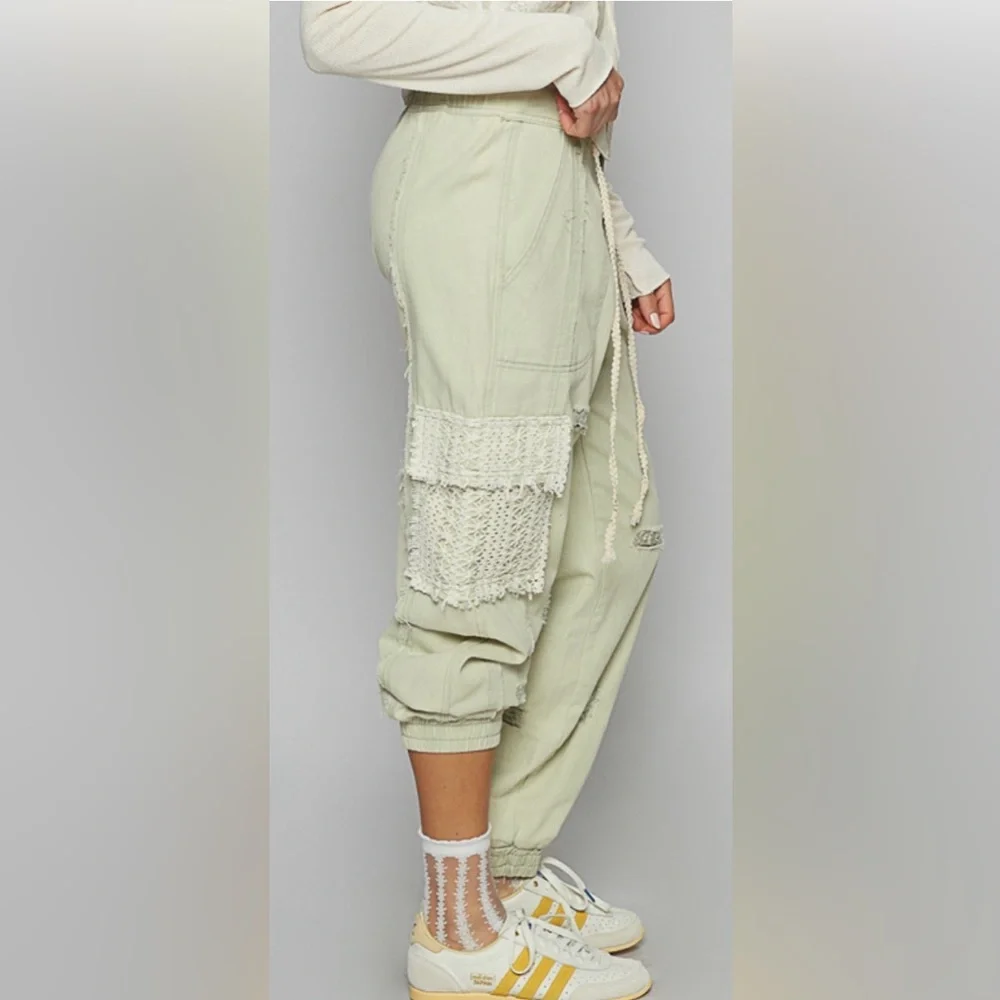 Pol Women's Pistachio Colored Cargo Jogger Pants